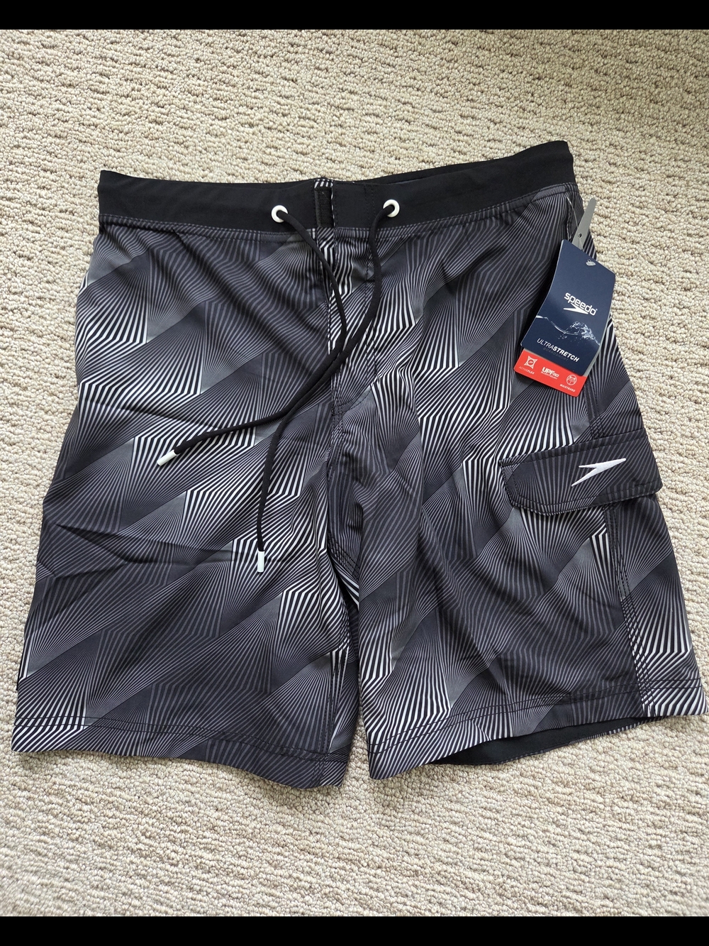 Speedo Men’s Black Geometric Swim Trunk